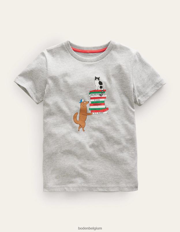 filles Boden chien gris chiné t-shirt nouveauté vêtements Z42D03211