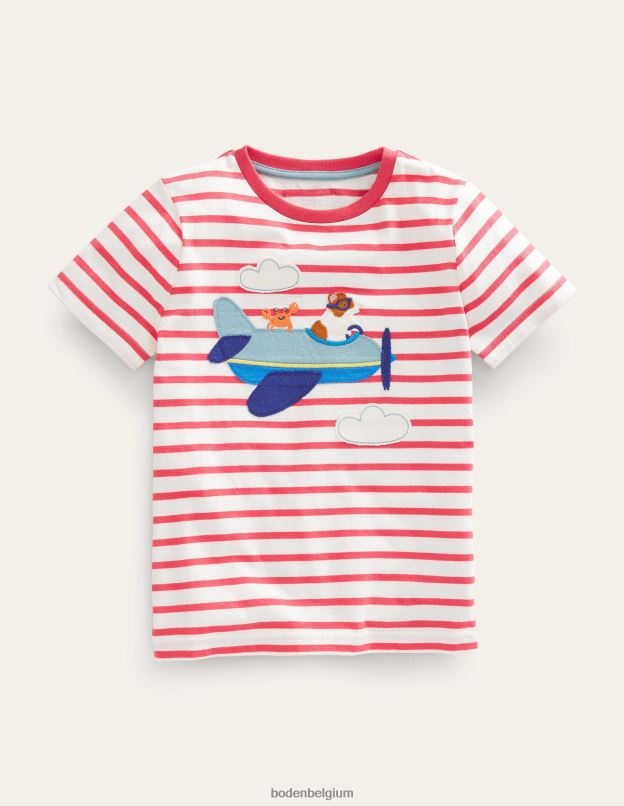 filles Boden cochon d'inde ivoire/confiture t-shirt à appliqué animal vêtements Z42D03151