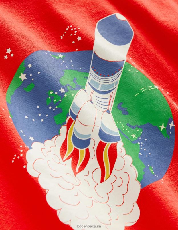 filles Boden confiture de fusée rouge t-shirt sportif décontracté vêtements Z42D03186