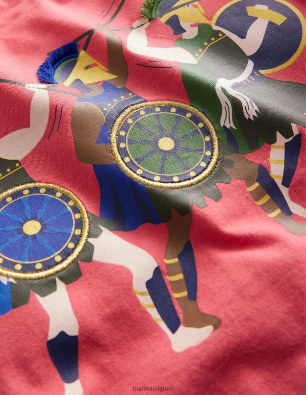 filles Boden confiture rouge t-shirt guerrier vêtements Z42D03043