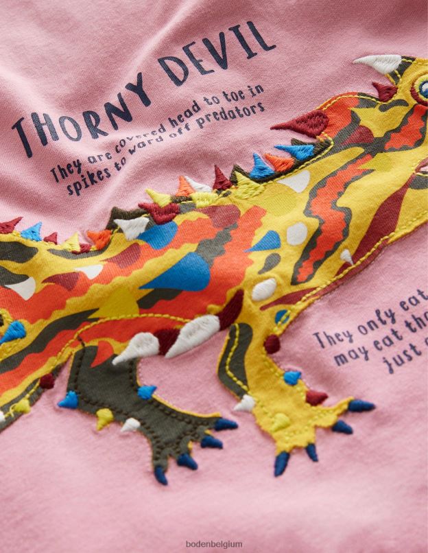 filles Boden diable épineux rose formica t-shirt faits sur les animaux vêtements Z42D03196