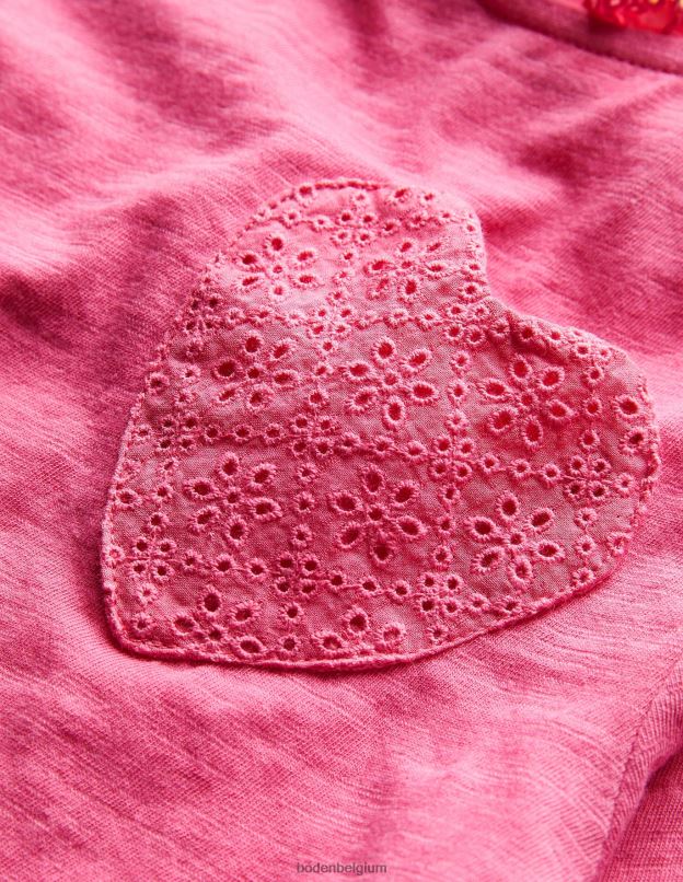 filles Boden doux william rose haut à manches longues et poche cœur vêtements Z42D02982