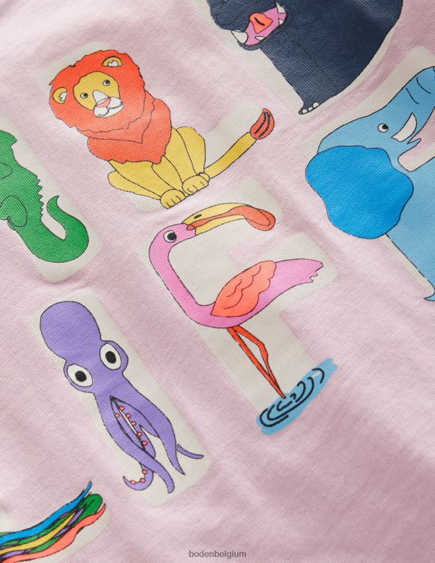 filles Boden faune rose française t-shirt graphique vêtements Z42D03011