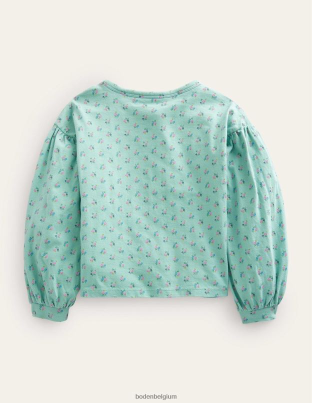 filles Boden fleur sauvage bleu turquoise haut brodé vêtements Z42D03100