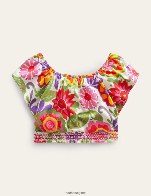 filles Boden floral multi-festival top court à encolure carrée vêtements Z42D03226