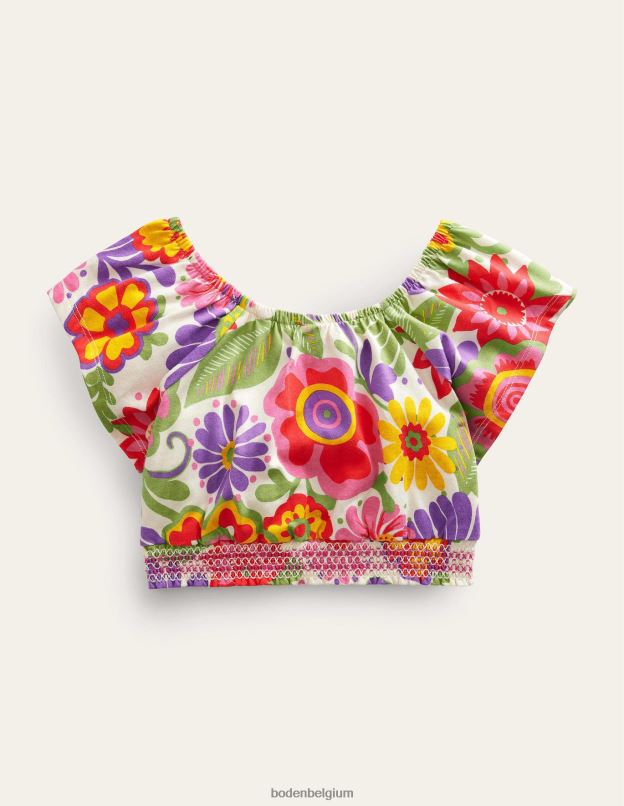 filles Boden floral multi-festival top court à encolure carrée vêtements Z42D03226