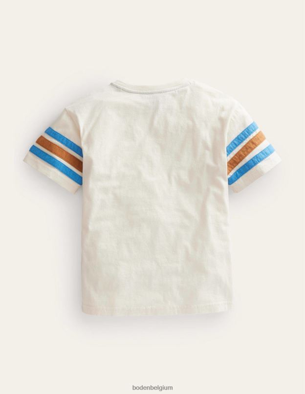 filles Boden gousse de vanille blanche t-shirt à rayures contrastées vêtements Z42D03074