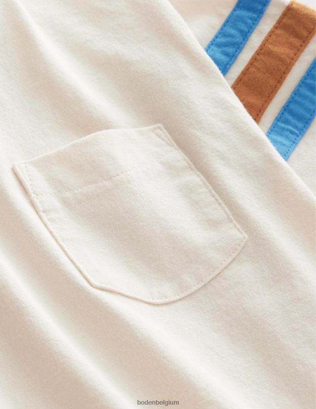 filles Boden gousse de vanille blanche t-shirt à rayures contrastées vêtements Z42D03074