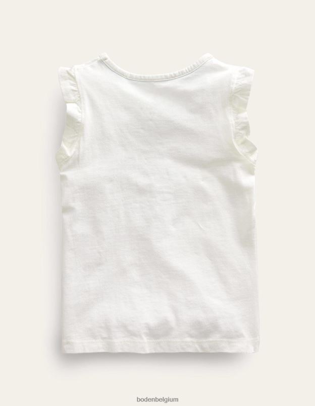 filles Boden gousse de vanille t-shirt à volants et surpiqûres vêtements Z42D02810