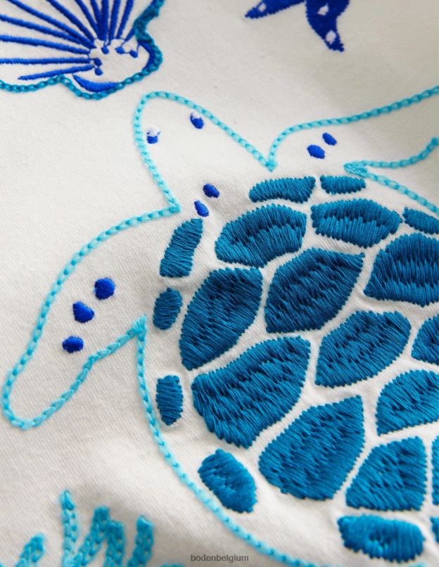 filles Boden gousse de vanille t-shirt à volants et surpiqûres vêtements Z42D02810