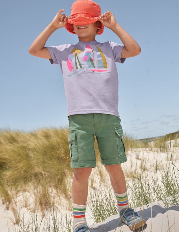 filles Boden lavande brumeuse t-shirt en coton à imprimé graphique vêtements Z42D03149