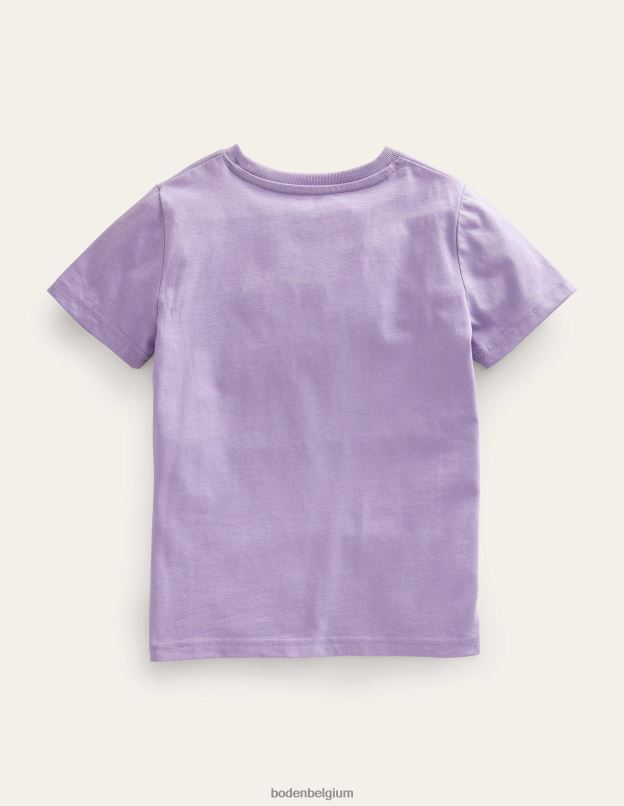 filles Boden lavande brumeuse t-shirt en coton à imprimé graphique vêtements Z42D03149