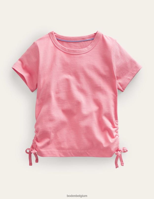 filles Boden pêche punch rose t-shirt froncé sur le côté vêtements Z42D02831