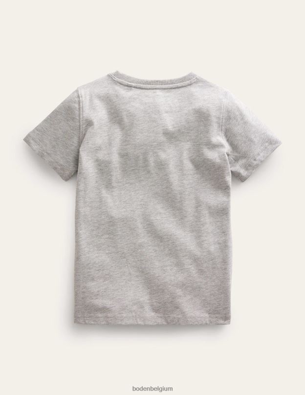 filles Boden poisson de marne argentée t-shirt en coton à imprimé graphique vêtements Z42D03122