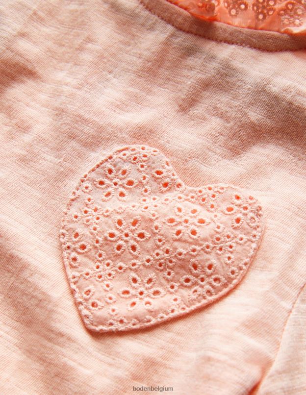 filles Boden provence rose poudré haut à manches longues et poche cœur vêtements Z42D02931