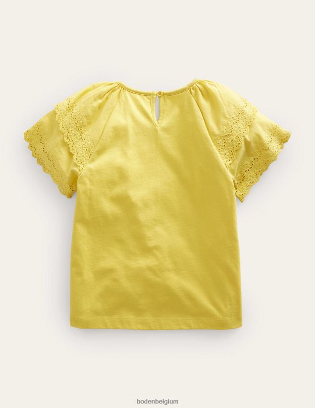 filles Boden renoncule jaune t-shirt à broderies mélangées vêtements Z42D03026