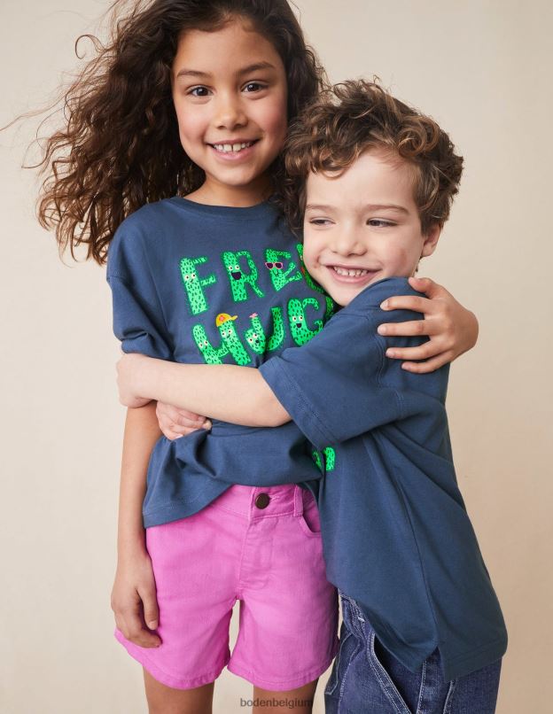 filles Boden robot bleu câlins gratuits t-shirt graphique vêtements Z42D03059