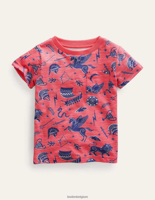 filles Boden rose français t-shirt imprimé vêtements Z42D03079
