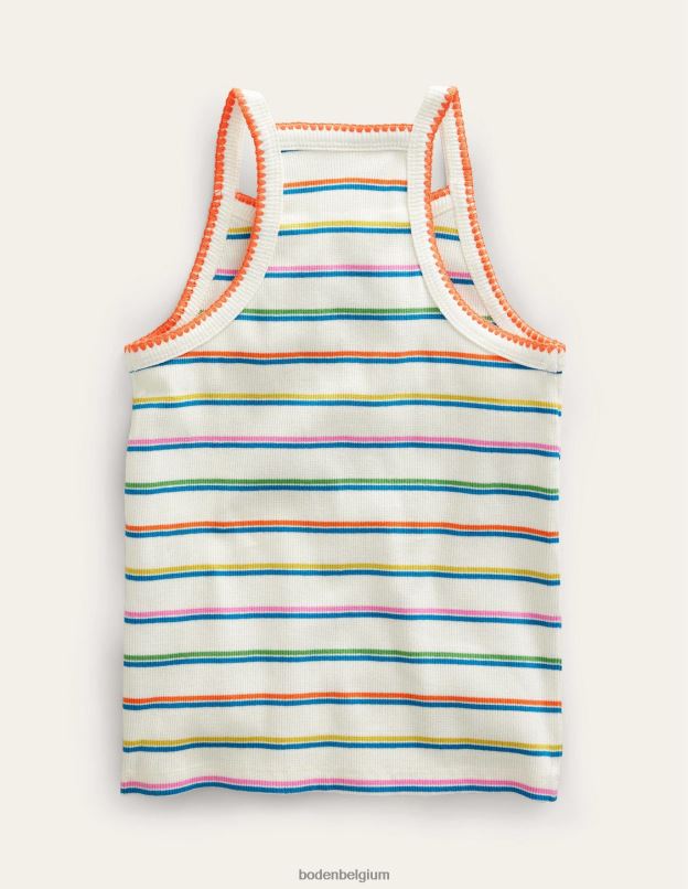 filles Boden rose pétale vif/bleu île gilet découpé vêtements Z42D0772