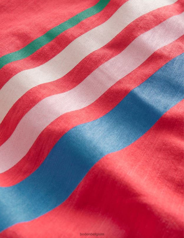 filles Boden tarte aux fraises rouge t-shirt décontracté à rayures en coton vêtements Z42D02981