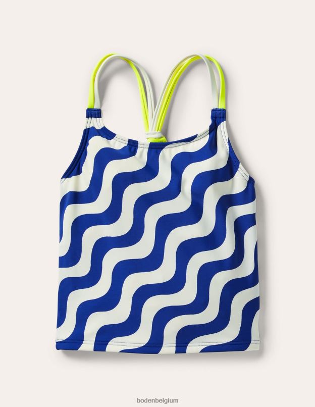 filles Boden vague ivoire/bleu haut tankini à motif vêtements Z42D03083