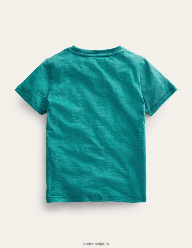 filles Boden vert persan t-shirt flammé délavé vêtements Z42D03261