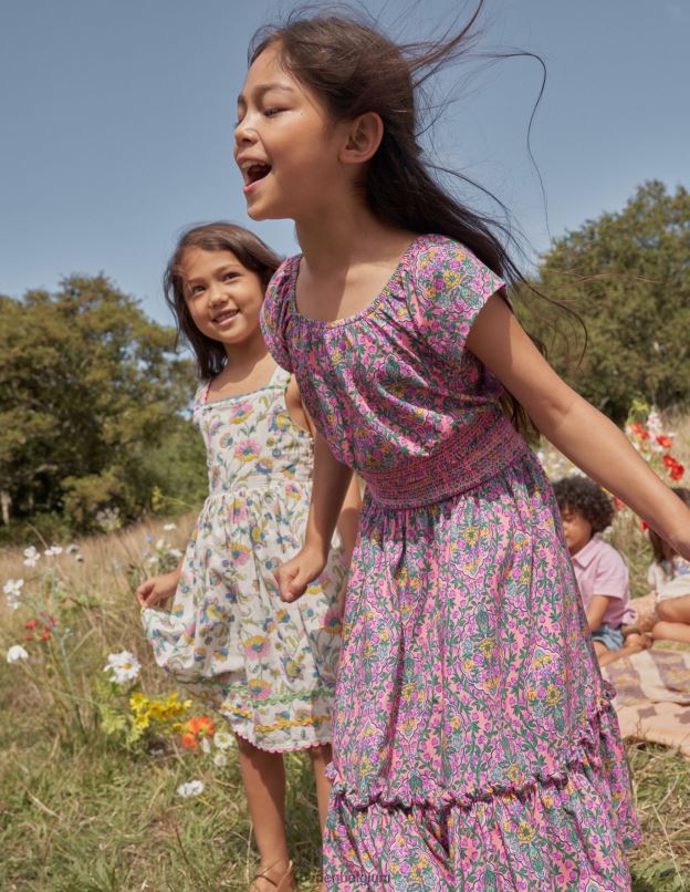 filles Boden vigne de gravure sur bois d'azalée top court à encolure carrée vêtements Z42D0762