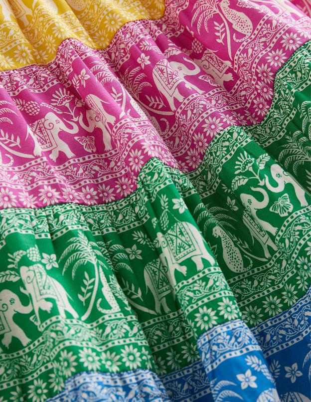 filles Boden animaux multi-goa jupe mi-longue tissée color block vêtements Z42D0787