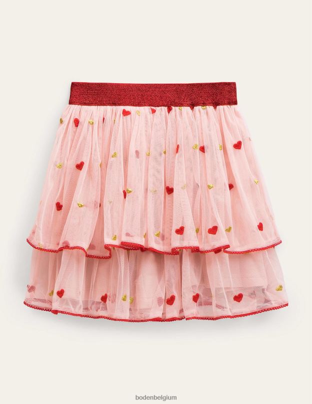 filles Boden broderie coeur rose jupe en tulle brodée vêtements Z42D03130