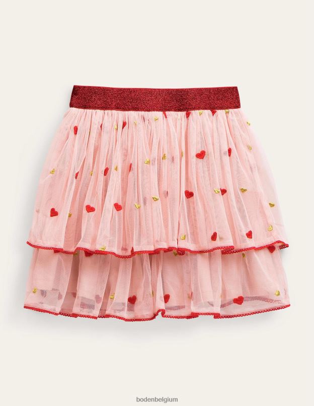filles Boden broderie coeur rose jupe en tulle brodée vêtements Z42D03130