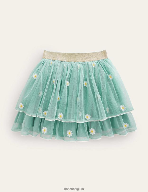 filles Boden broderie de marguerites de source chaude jupe en tulle brodée vêtements Z42D02638