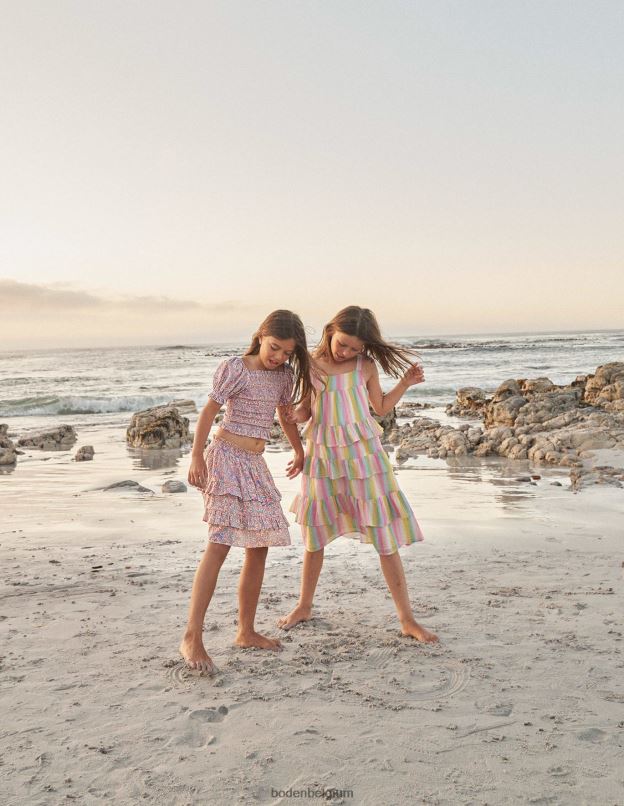 filles Boden cachemire lupin et pêche mini-jupe à volants vêtements Z42D02642