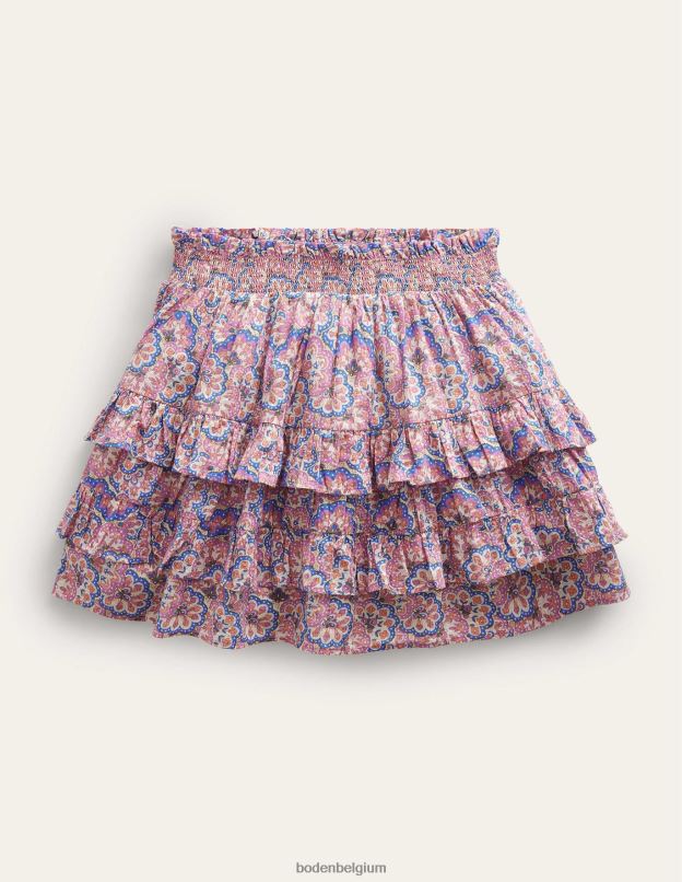 filles Boden cachemire lupin et pêche mini-jupe à volants vêtements Z42D02642