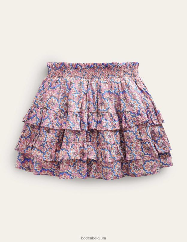 filles Boden cachemire lupin et pêche mini-jupe à volants vêtements Z42D02642