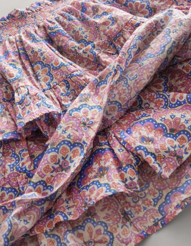 filles Boden cachemire lupin et pêche mini-jupe à volants vêtements Z42D02642