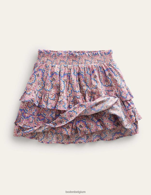 filles Boden cachemire lupin et pêche mini-jupe à volants vêtements Z42D02642