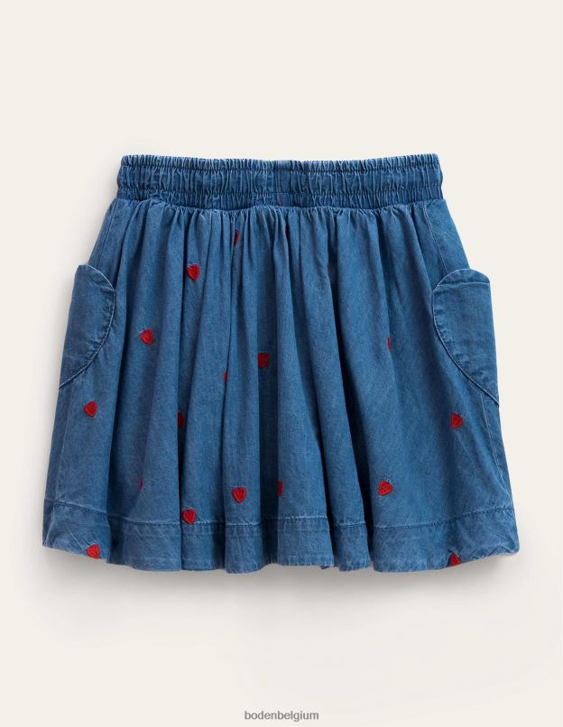 filles Boden coeurs en denim vintage moyen jupe virevoltante tissée vêtements Z42D02620