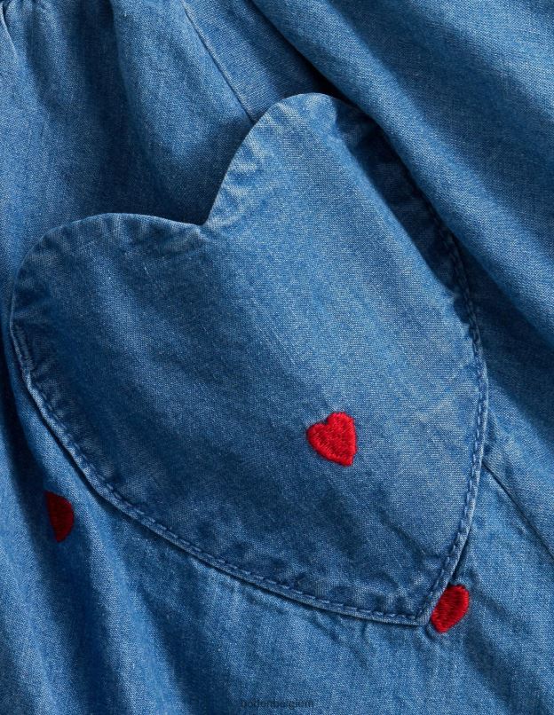 filles Boden coeurs en denim vintage moyen jupe virevoltante tissée vêtements Z42D02620