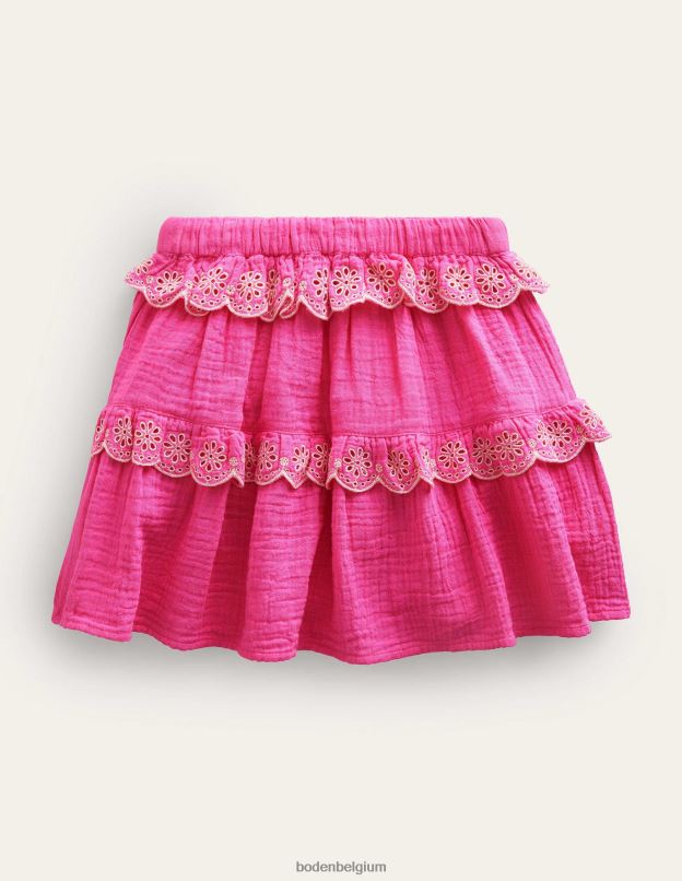 filles Boden festival rose jupe festonnée en tissu double vêtements Z42D02618