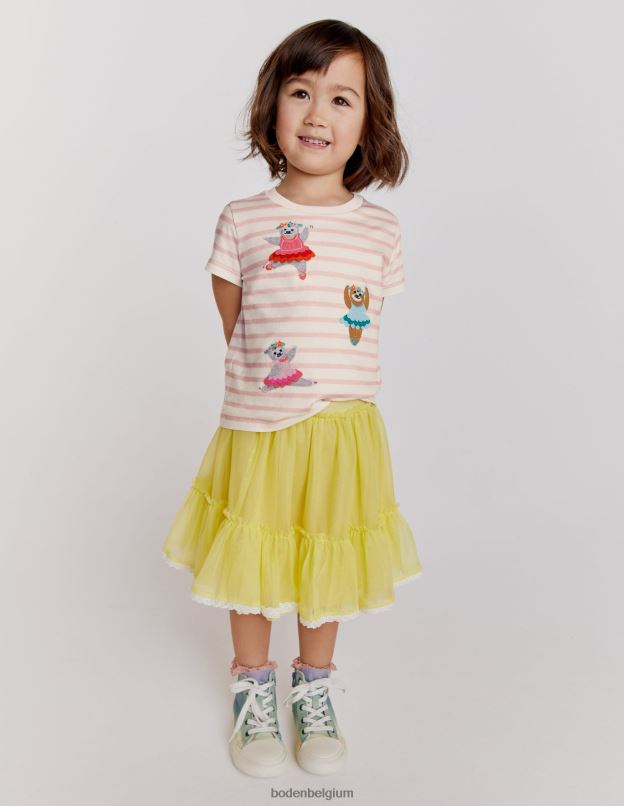 filles Boden jour de printemps jaune mini-jupe en tulle à volants vêtements Z42D02704