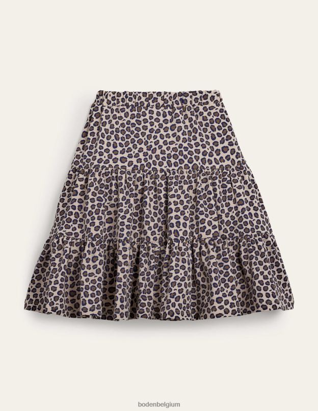 filles Boden léopard jupe mi-longue à trois niveaux vêtements Z42D02722