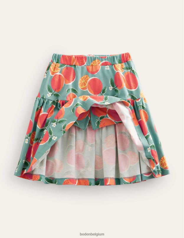 filles Boden oranges bleu aqua jupe-short en jersey à volants vêtements Z42D02760