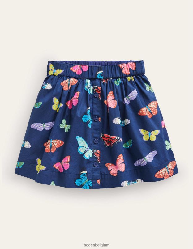 filles Boden papillons de la marine universitaire boutonner la jupe virevoltante vêtements Z42D0790