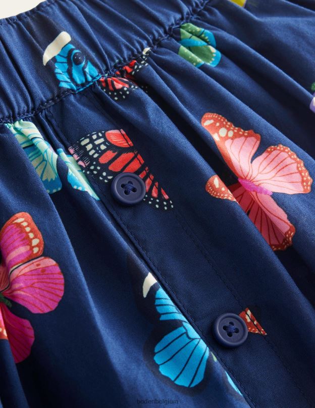 filles Boden papillons de la marine universitaire boutonner la jupe virevoltante vêtements Z42D0790