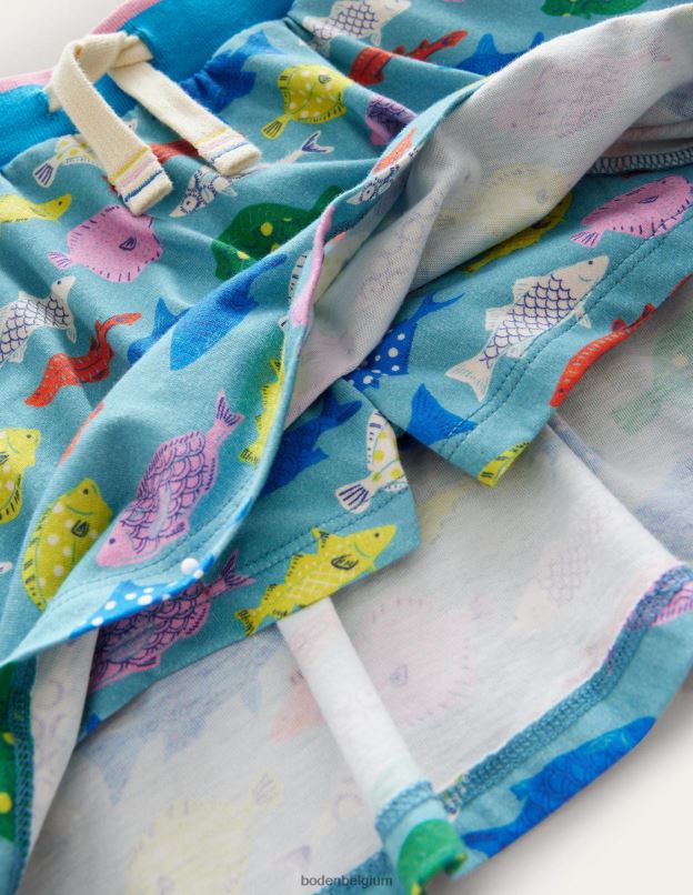 filles Boden poisson bleu de mer aqua jupe-short en jersey vêtements Z42D03249