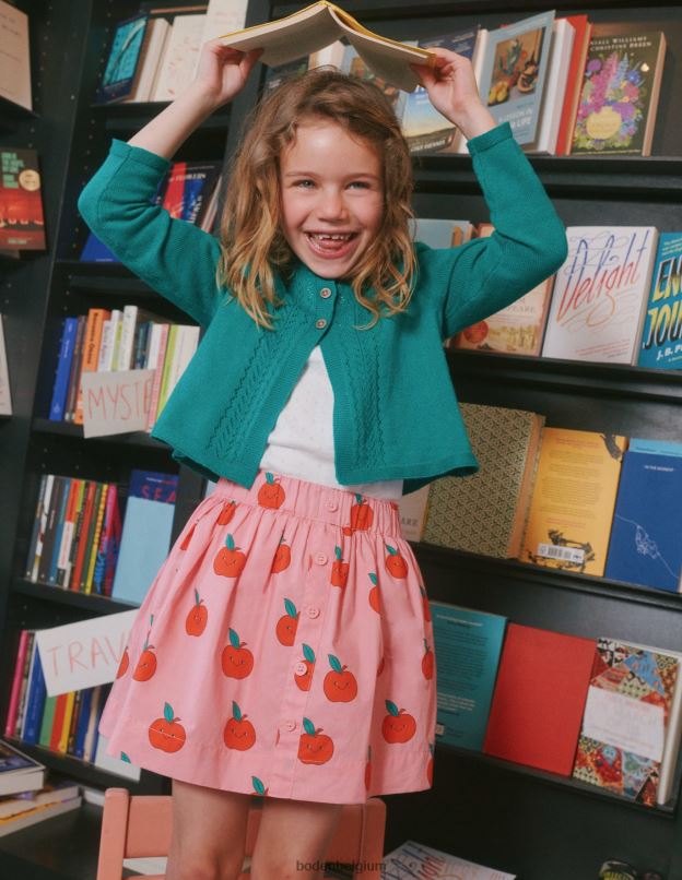 filles Boden pommes rose amande boutonner la jupe virevoltante vêtements Z42D0789