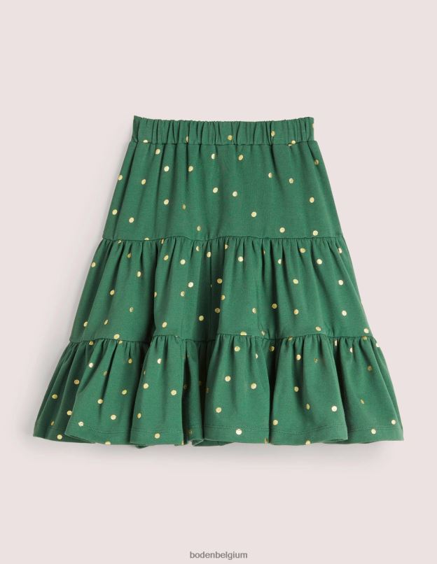 filles Boden spot de trekking vert/or jupe mi-longue à trois niveaux vêtements Z42D02721