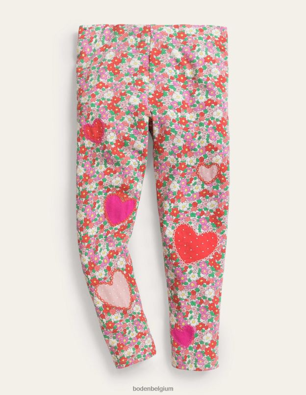 filles Boden coeurs de parterre de fleurs rouges confiture leggings appliqués amusants vêtements Z42D03301
