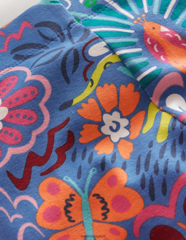filles Boden floral bleu élisabéthain leggings courts amusants vêtements Z42D03224