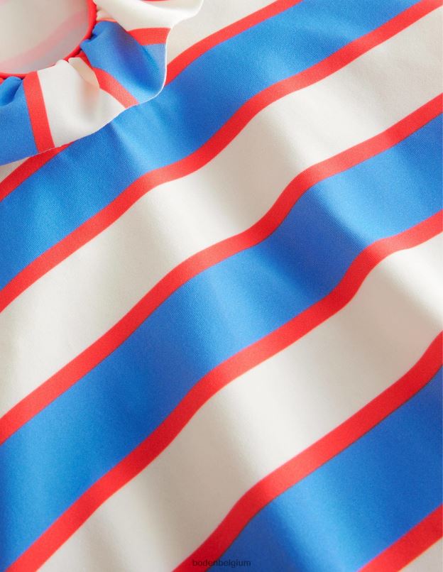 filles Boden Penzance rayures bleues et rouges maillot de bain à froufrous vêtements Z42D03162